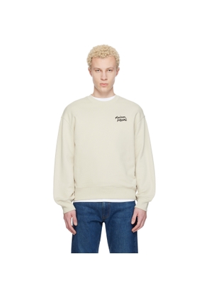 Maison Kitsuné Beige 'Maison Kitsuné' Handwriting Comfort Sweatshirt