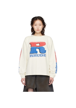 Rhude Off-White Split Petrol Logo LS T-shirt