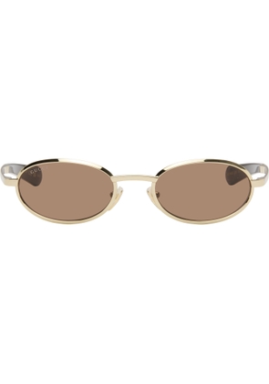 Gucci Gold Oval Frame Sunglasses