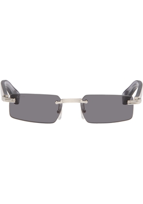 Cartier Silver & Blue 'Première de Cartier' Sunglasses