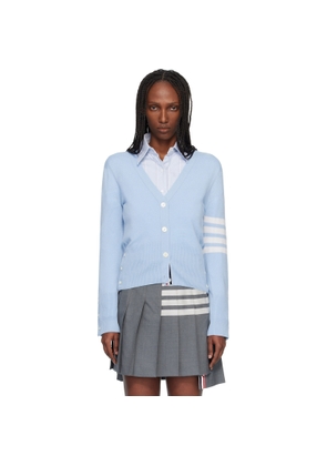 Thom Browne Blue Classic Cashmere 4-Bar V-Neck Cardigan