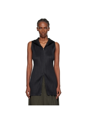 PLEATS PLEASE ISSEY MIYAKE Black Monthly Colors April Hooded Long Vest