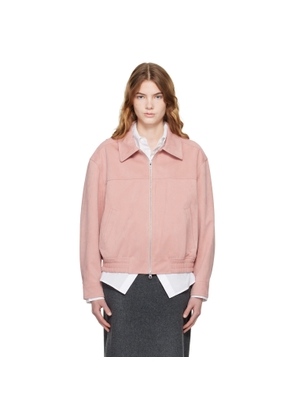 Dunst Pink Collared Faux-Suede Jacket