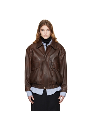 Dunst Brown Oversized Vintage Leather Jacket
