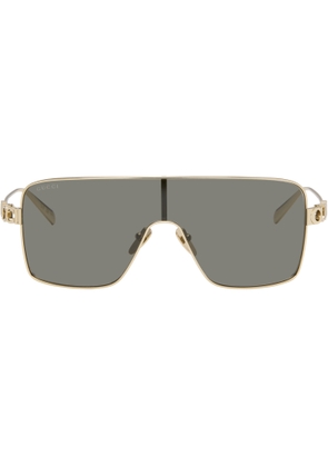 Gucci Gold 'Gucci Block' Bending Mask Sunglasses