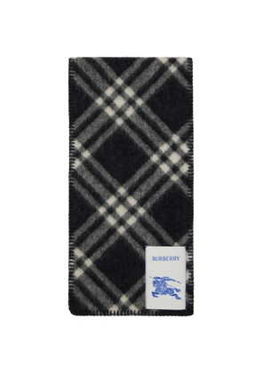 Burberry Black Check Wool Scarf