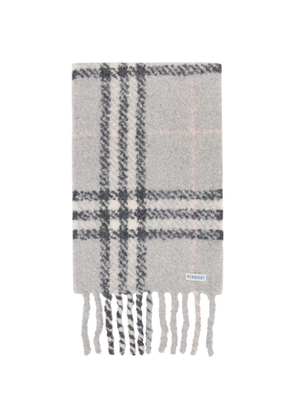 Burberry Gray Check Alpaca Wool Blend Bouclé Scarf