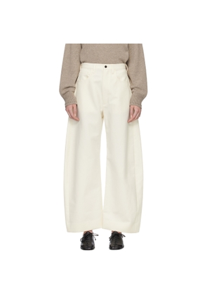 ssstein Off-White Double Weave Cotton Round Trousers