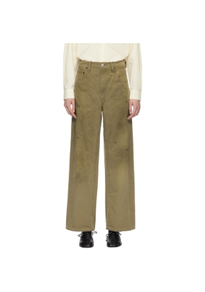 ssstein Beige Sulfur Dyed Oxford Vintage Wide Jeans