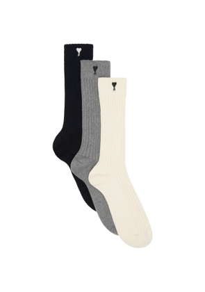 AMI Paris Three-Pack Multicolor Ami De Coeur Socks