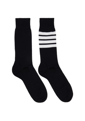 Thom Browne Black Cotton 4-Bar Mid Calf Socks