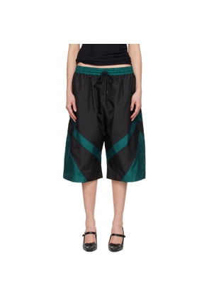 VAQUERA Green & Black Windbreaker Shorts