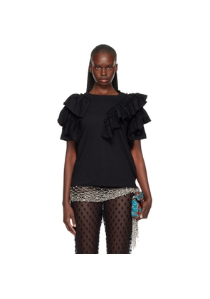 Dries Van Noten Black Ruffled T-shirt