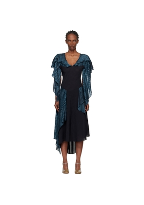 Kiko Kostadinov Black & Blue Plexus Midi Dress