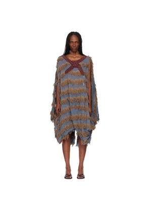 Kiko Kostadinov Blue & Brown Rossi Midi Dress