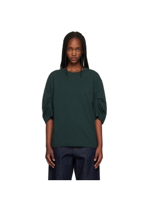 Dries Van Noten Green Pleated Sleeve T-shirt