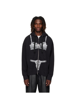VAQUERA Black Trompe l'Oeil Zip Hoodie
