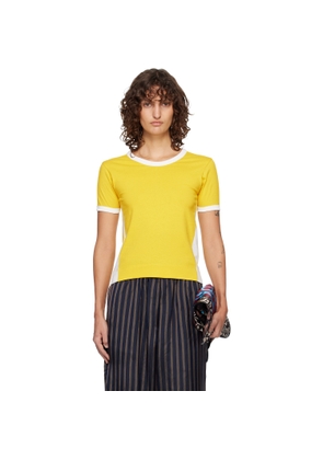Dries Van Noten Yellow & White Fitted Contrast T-shirt