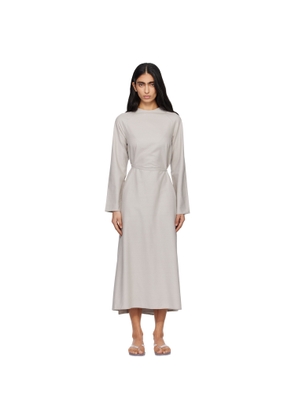 Baserange Taupe Long Sleeve Apron Maxi Dress