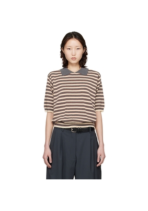 Cordera Gray & Off-White Organic Cotton Striped Polo