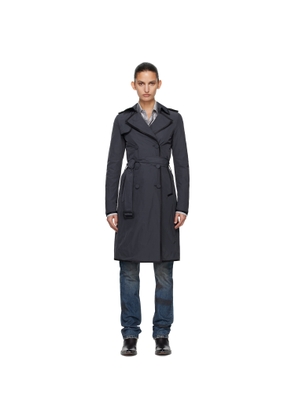 AARON ESH Navy Nylon Trench Coat