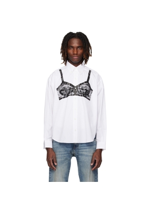 VAQUERA White Trompe L'oeil Bra Button Down Shirt