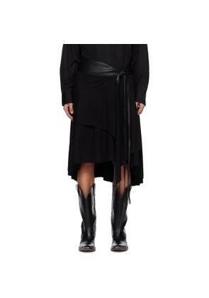 AARON ESH Black Jersey Wrap Midi Skirt