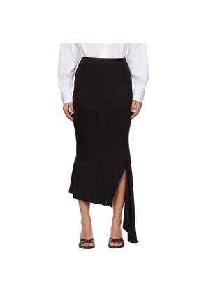 AARON ESH Black Jersey & Satin Fishtail Midi Skirt