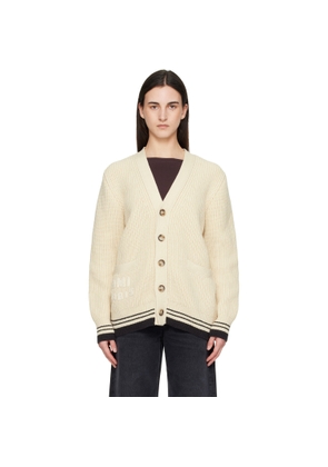 AMI Paris Off-White 'Ami Paris' Patch Cardigan