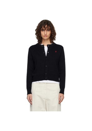 AMI Paris Black Wool Crewneck Ami de Coeur Cardigan