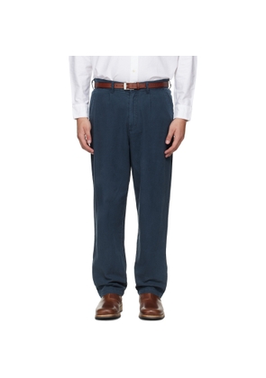 Barbour Navy Cotton Linen Relaxed Trousers