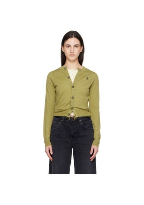 AMI Paris Green Wool Crewneck Ami de Coeur Cardigan