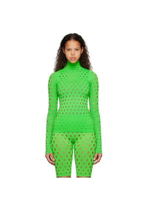 Maisie Wilen Green Perforated Turtleneck