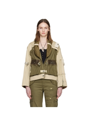 Isabel Marant Khaki & Beige Julissa Bomber Jacket