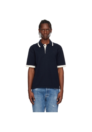 Maison Kitsuné Navy Cotton Knitted Comfort Polo