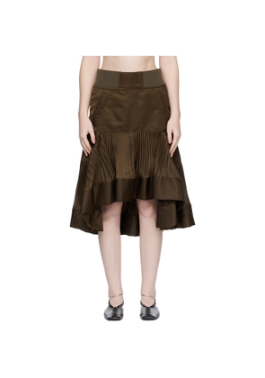 sacai Brown Nylon Twill Midi Skirt