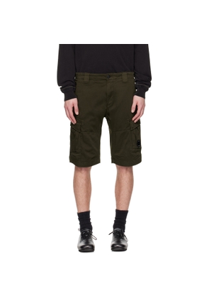 C.P. Company Khaki Stretch Sateen Cargo Lens Shorts
