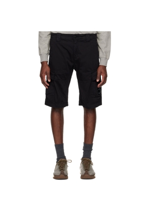 C.P. Company Black Stretch Sateen Cargo Lens Shorts