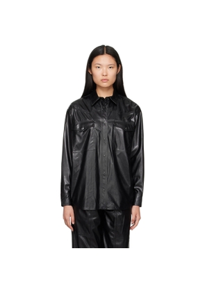 Isabel Marant Etoile Black Berny Faux-Leather Shirt