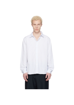 Maison Kitsuné White & Blue Striped Casual Shirt