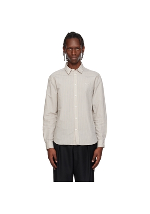 Maison Kitsuné Beige 'Maison Kitsuné' Handwriting Casual Shirt