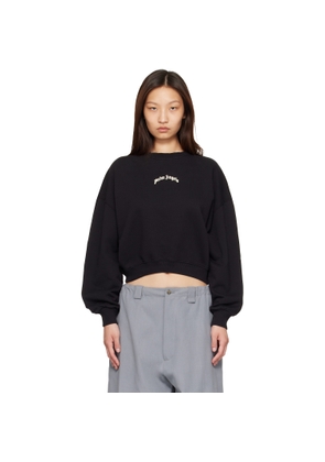 Palm Angels Black Curved Logo Crop Sweatshirt