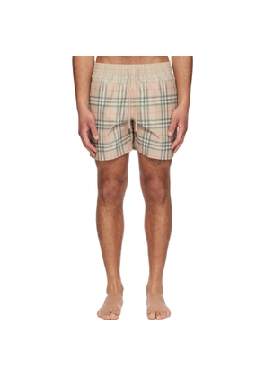 Burberry Beige Gradient Check Swim Shorts