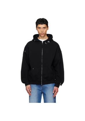 We11done Black Rose & Piercing Zip-Up Hoodie