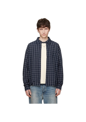 Won Hundred Navy Maza Check Shirt
