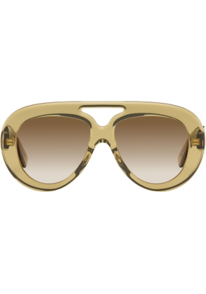 LOEWE Yellow Curvy Logo Aviator Sunglasses