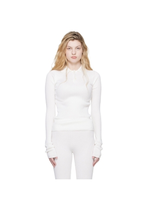 Rier Off-White Fine Rib Silk Polo