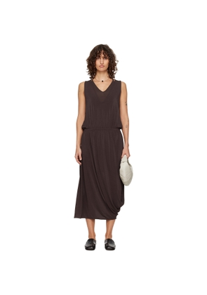 LEMAIRE Brown Double Layer Drape Midi Dress