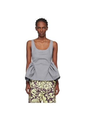 Dries Van Noten Gray Wool Peplum Blouse