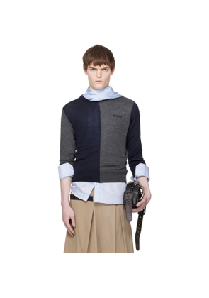 HODAKOVA Navy & Gray Knitted Patch Sweater